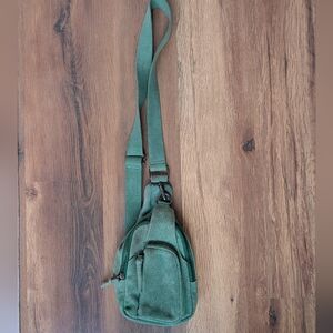 FREE PEOPLE Hudson Green Cow Leather Sling Bag Crossbody Satchel